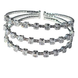 Women's Cubic Zirconia Square Cupchain Cuff Bangle